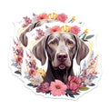 (2 Pack) Weimaraner Dog Magnets - Floral Pet Lover Decor - Animal Art Refrigerator Accessory - 5 Inches On Longest Side - Thick Durable Magnet - Made in USA - MAG28703