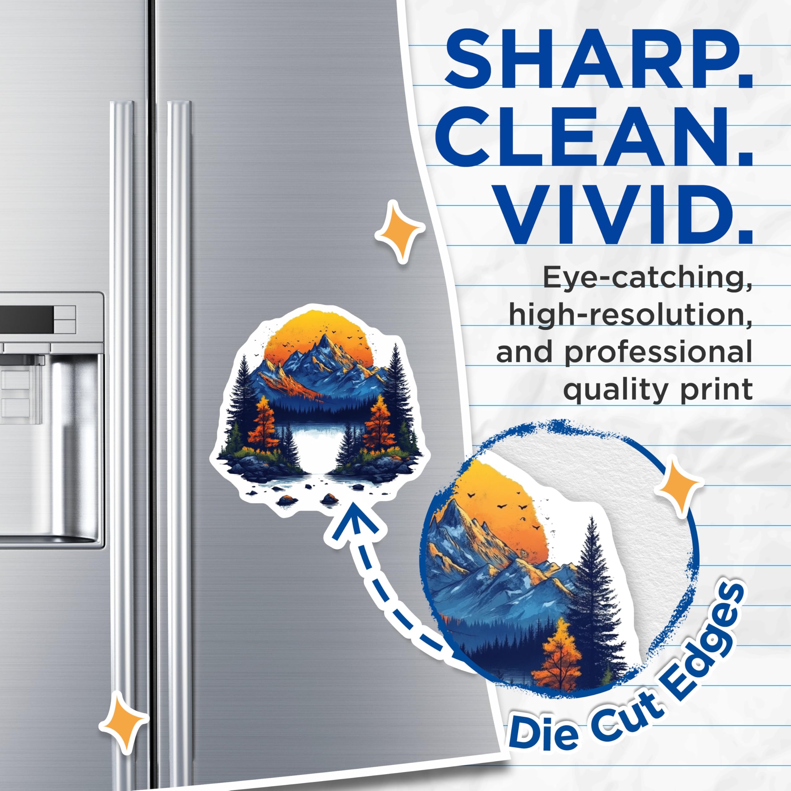 (2 Pack) Scenic Mountain Lake Magnets - Forest Landscape Scene - Nature Lover Camping Refrigerator Decor - 5 Inches On Longest Side - Thick Durable Magnet - Made in USA - MAG30650