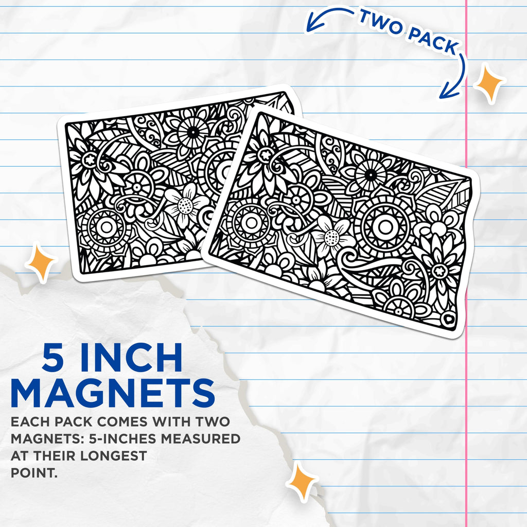 (2 Pack) Floral Pattern Magnets - Black and White Design - Decorative Fridge Magnets - 5" On Longest Side - Premium Magnet - for Cars, Refrigerators, Toolboxes, Lockers - Made in USA - MAG18280
