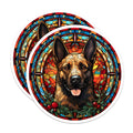 (2 Pack) German Shepherd Magnets - Vibrant Stained Glass Dog Art Design - Holiday Canine Pet Decor for Fridge - 5 Inches On Longest Side - Thick Durable Magnet - Made in USA - MAG23370