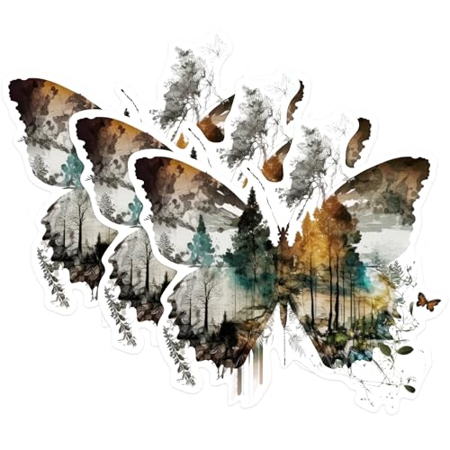 (3 Pack) Butterfly Forest Decals - Nature Inspired - Laptop Decals - 3 Inches On Longest Side - Easy Peel & Apply - Made in USA - 3MCS0594