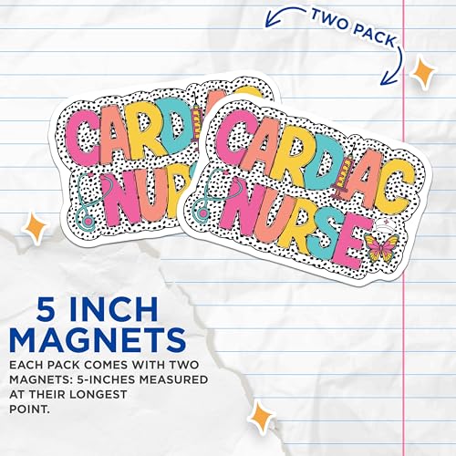 (2 Pack) Cardiac Nurse Magnets Magnets - Medical Professional - Nurse Appreciation - 5" On Longest Side - Made in USA - Sticks to Refrigerators & Metal Surfaces - MAG9138