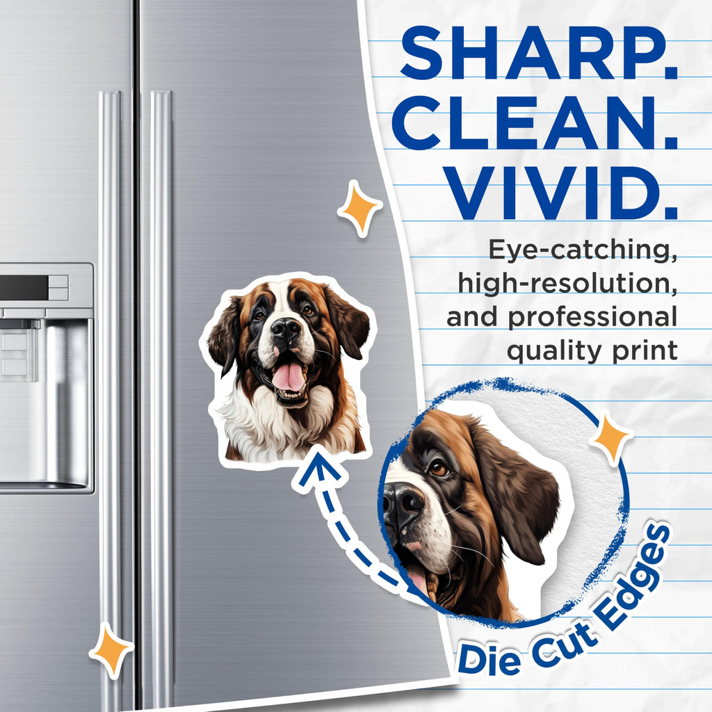 (2 Pack) Saint Bernard Magnets - Dog Lover Kitchen Decor - Pet Parent Refrigerator Art - Gentle Giant Breed - 5 Inches On Longest Side - Thick Durable Magnet - Made in USA - MAG30158