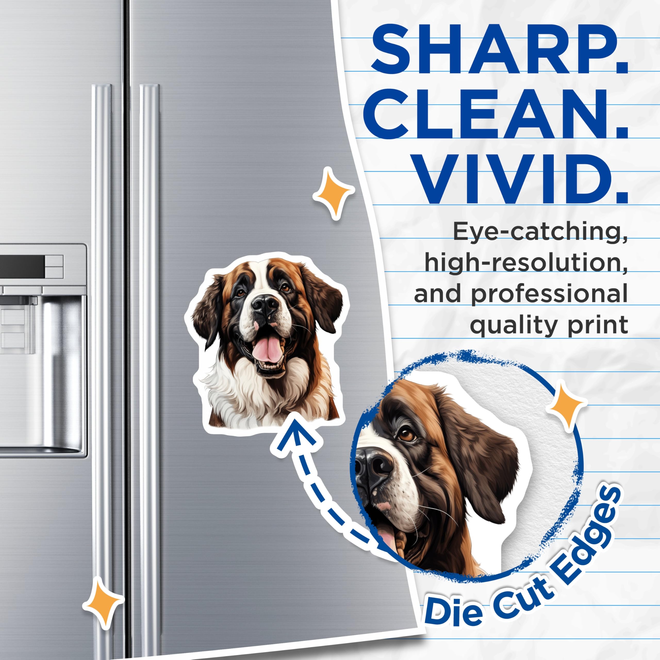 (2 Pack) Saint Bernard Magnets - Dog Lover Kitchen Decor - Pet Parent Refrigerator Art - Gentle Giant Breed - 5 Inches On Longest Side - Thick Durable Magnet - Made in USA - MAG30158