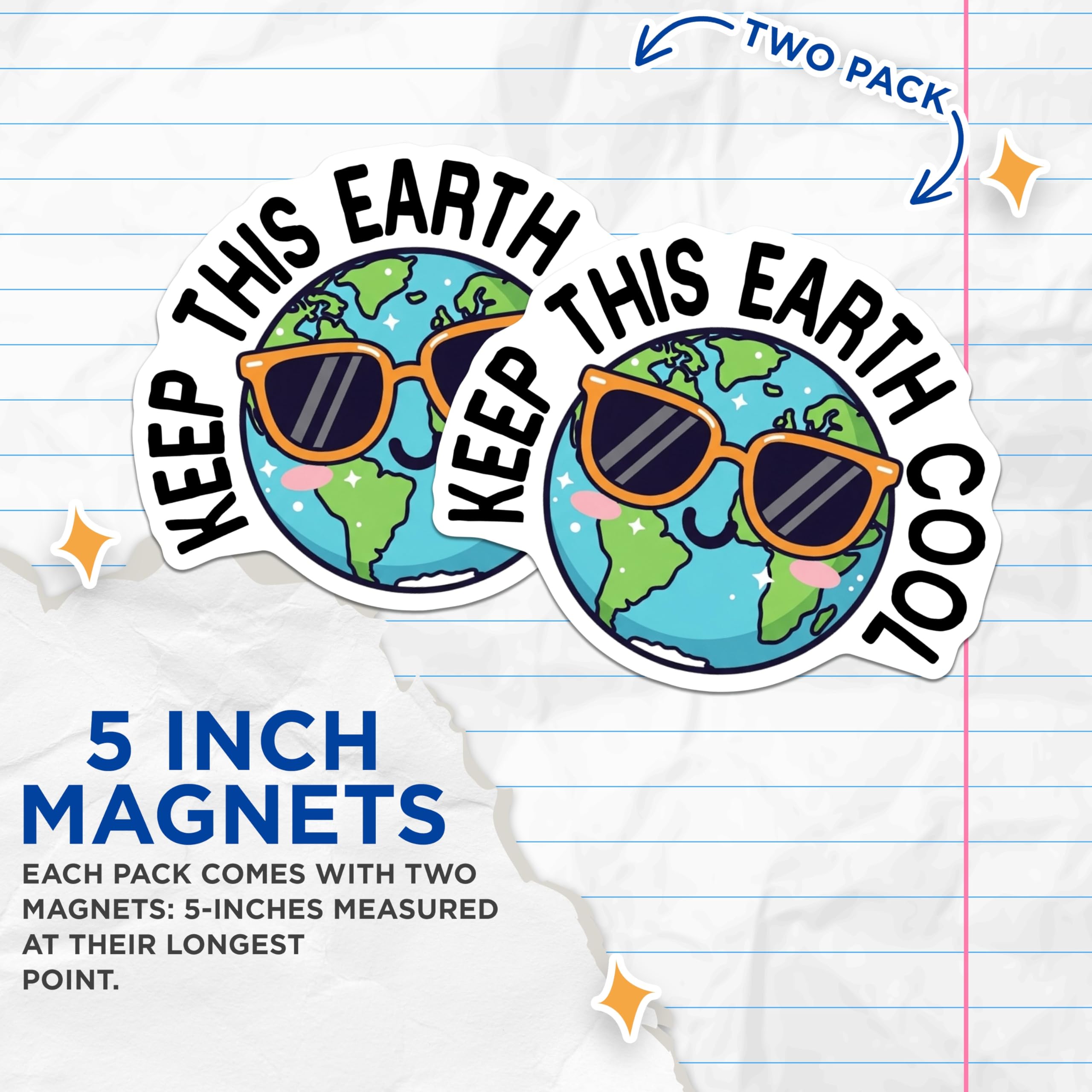 (2 Pack) Keep Earth Cool Magnets - Earth Day Awareness - Climate Change Action - Planet Conservation Decor - 5 Inches On Longest Side - Thick Durable Magnet - Made in USA - MAG22214