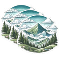 (3 Pack) Mountain Landscape Decals - Nature Scenery - Laptop Decals - 3 Inches On Longest Side - Easy Peel & Apply - Made in USA - 3MCS1154