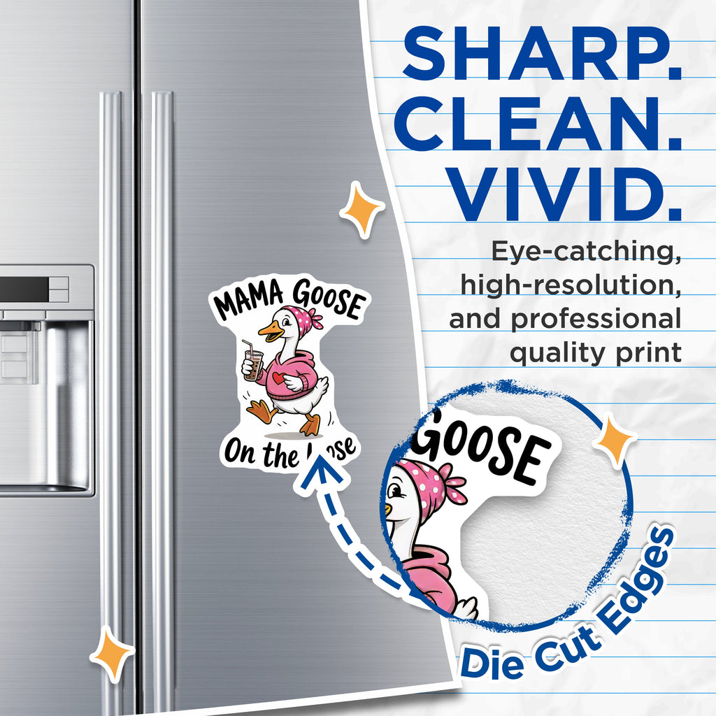 (2 Pack) Mama Goose On The Loose Magnets - Funny Mother Life - Grandparent Refrigerator Decor - 5 Inches On Longest Side - Thick Durable Magnet - Made in USA - MAG39951