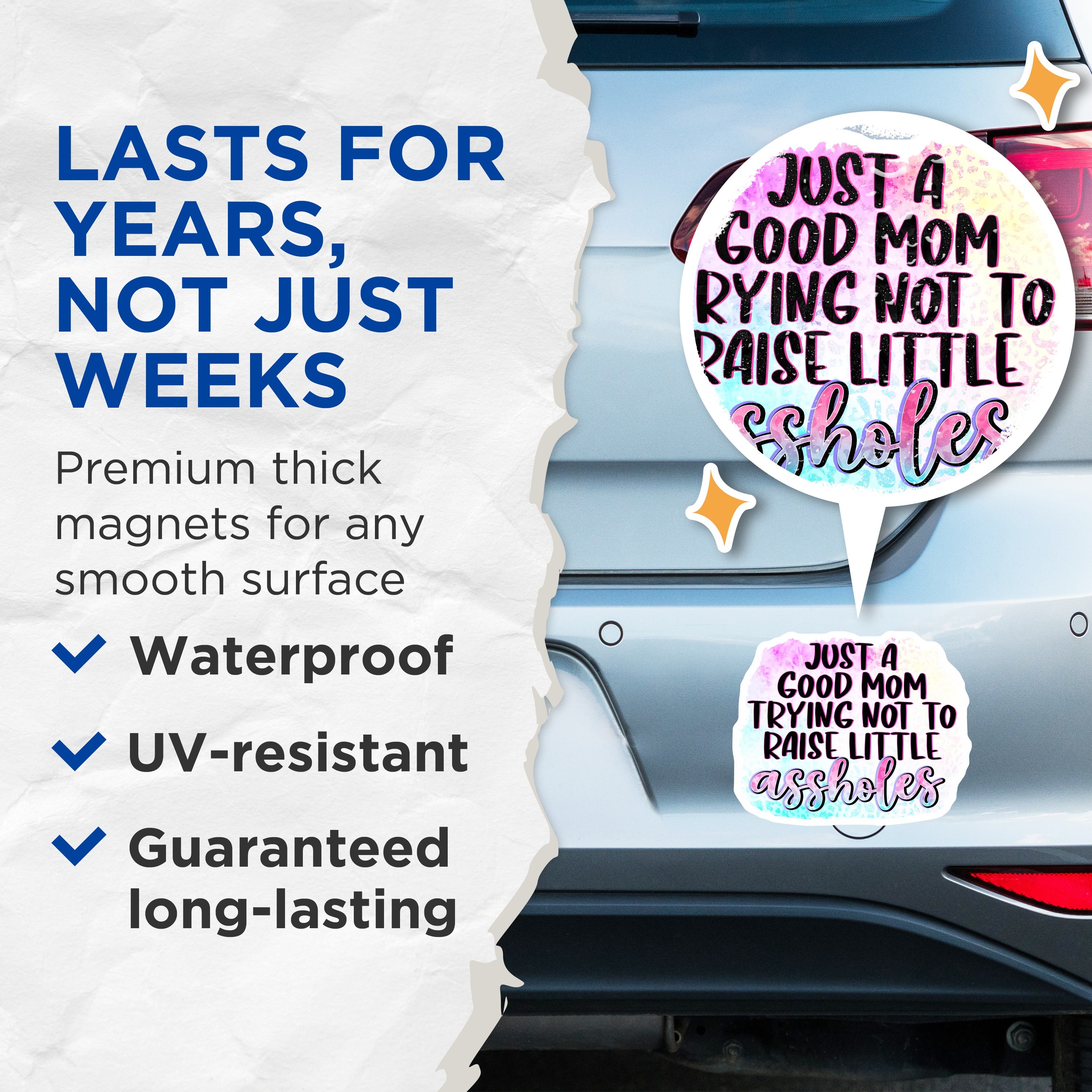 (2 Pack) Sassy Mom Magnets - Funny Parenting Humor - Cool Motherhood Quote - Refrigerator Decor - 5 Inches On Longest Side - Thick Durable Magnet - Made in USA - MAG36814