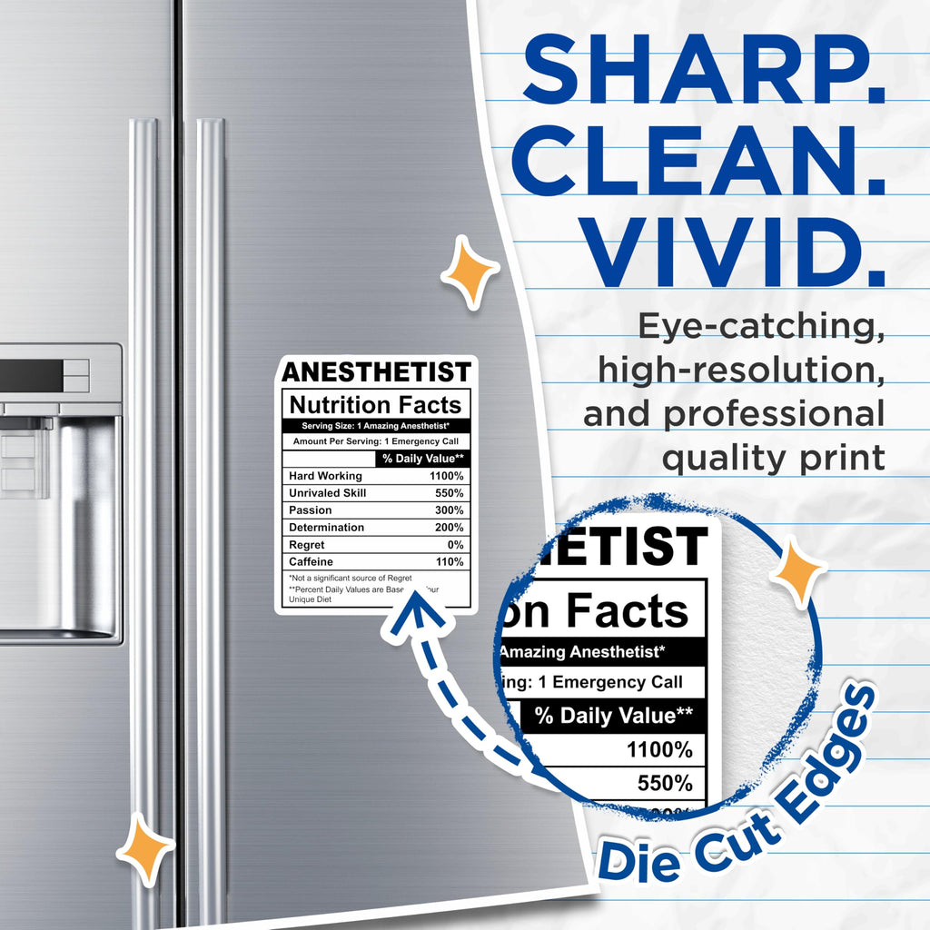 (2 Pack) Anesthetist Nutrition Facts Magnets - Funny Healthcare - Medical Professional - 5" On Longest Side - Premium Magnet - for Cars, Refrigerators, Toolboxes, Lockers - Made in USA - MAG16415