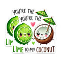 (2 Pack) Cute Lime and Coconut Stickers - Kawaii Fruit Stickers - Lime to My Coconut Stickers - 5" On Longest Side - Sticks to Any Smooth Flat Surface - Made in USA - BMCS3517