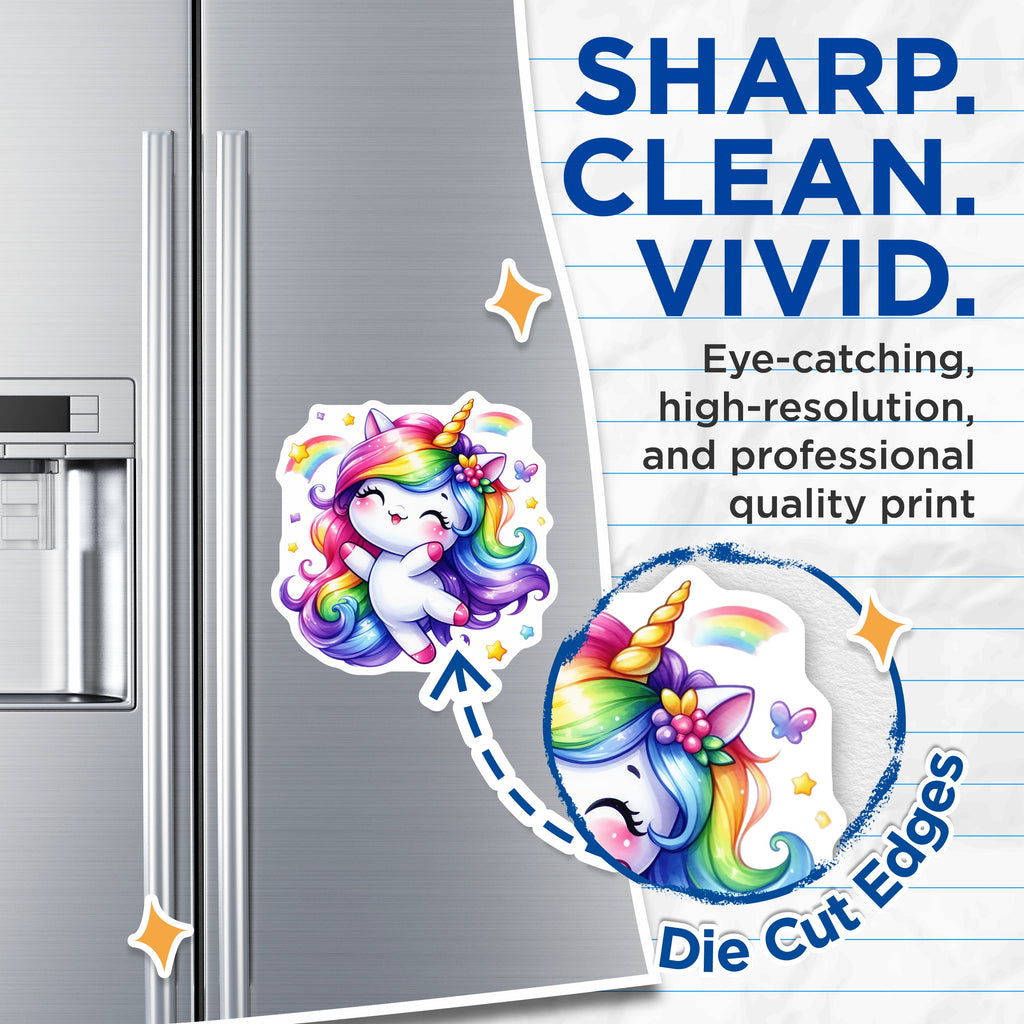 (2 Pack) Rainbow Unicorn Magnets - Cute Kawaii Fridge Decor - Kids Room Locker Accessories - Fantasy Lover Present - 5 Inches On Longest Side - Thick Durable Magnet - Made in USA - MAG36056