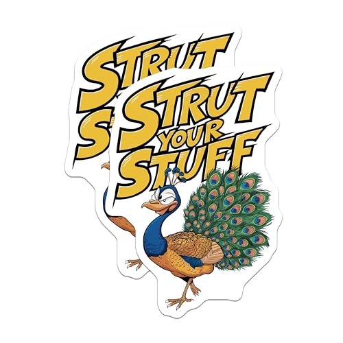 (2 Pack) Strut Your Stuff Magnets - Peacock Magnets - Motivational Magnets - 5" On Longest Side - for Cars, Fridges, Toolboxes - Made in USA - MAG4210