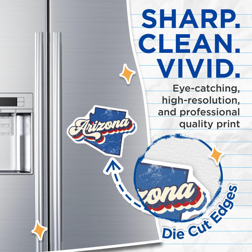(2 Pack) Arizona Magnets - Retro State - Fridge and Locker Arizona Decor - 5" On Longest Side - Premium Magnet - for Cars, Refrigerators, Toolboxes, Lockers - Made in USA - MAG18139
