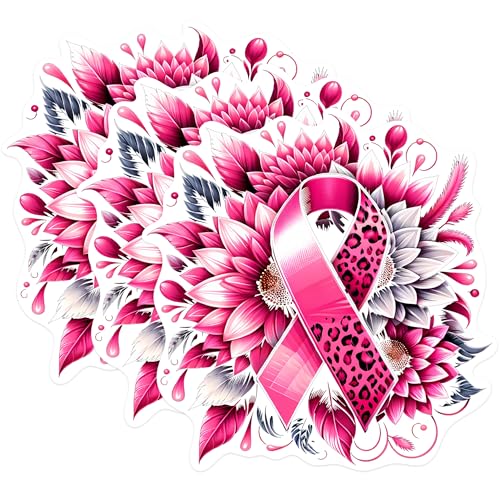 (3 Pack) Pink Ribbon Decals - Breast Cancer Awareness - Laptop Decals - 3 Inches On Longest Side - Easy Peel & Apply - Made in USA - 3MCS0965