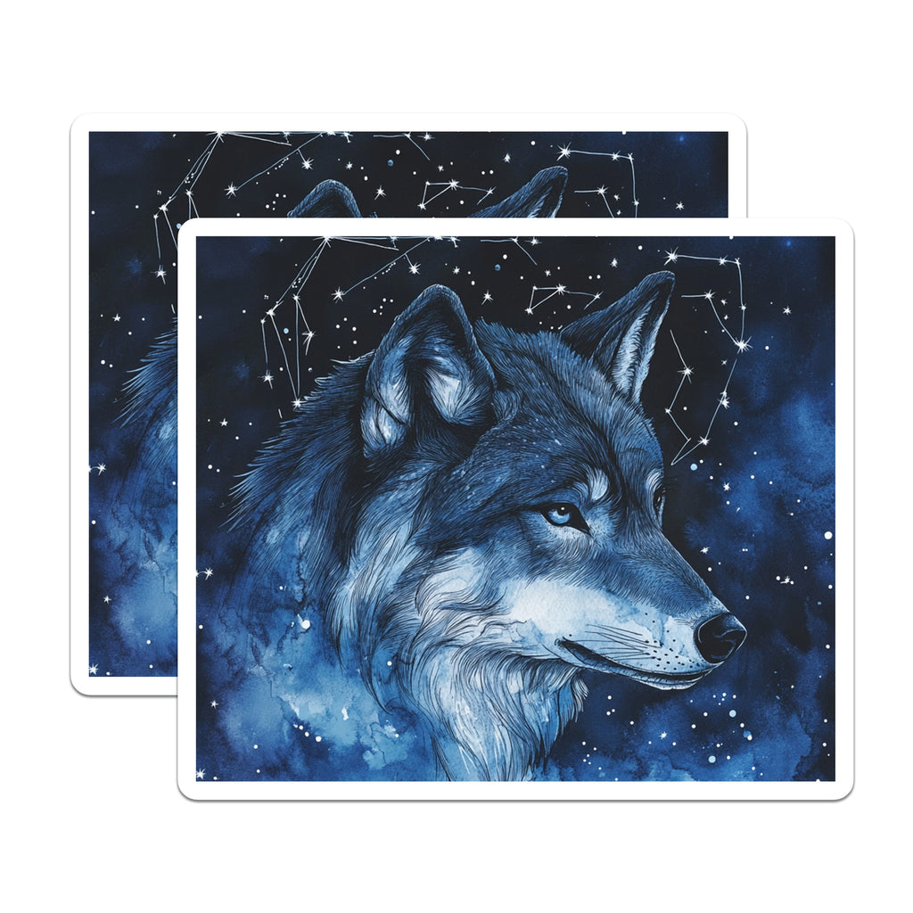 (2 Pack) Wolf Magnets - Starry Night Decor - Cosmic Animal Art - Mystical Wildlife Fridge Decor - 5 Inches On Longest Side - Thick Durable Magnet - Made in USA - MAG37636
