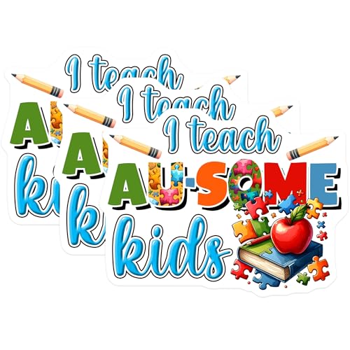 (3 Pack) Autism Teacher Decals - Special Education Stickers - Autistic Kids Decal - 3 Inches On Longest Side - Easy Peel & Apply - Made in USA - 3MCS6800
