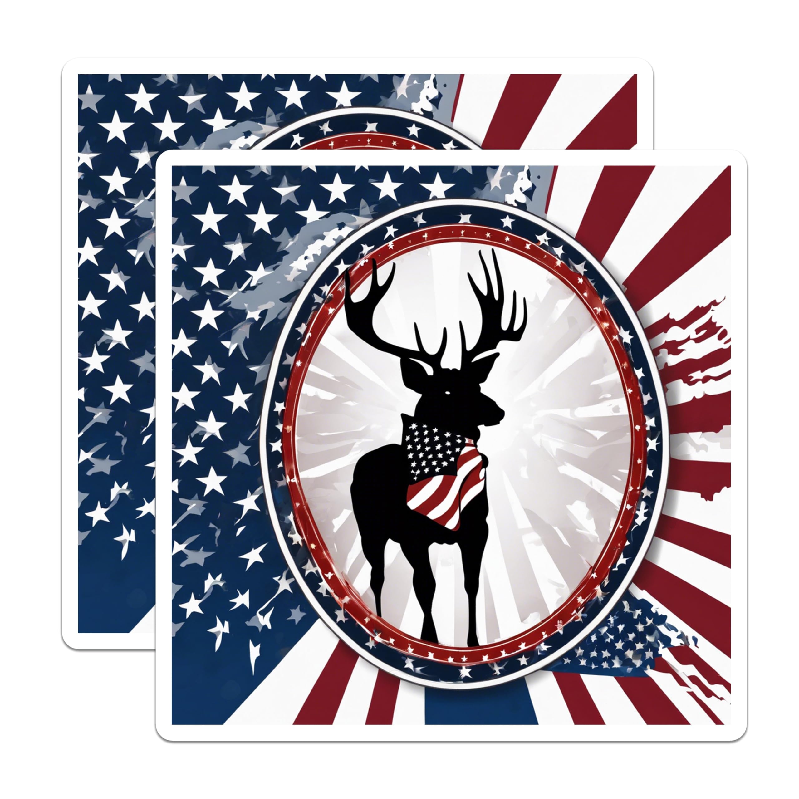 (2 Pack) American Flag Deer Magnets - Patriotic Buck Decor - USA Outdoorsman Emblem - Rustic Farmhouse Appeal - 5 Inches On Longest Side - Thick Durable Magnet - Made in USA - MAG20145