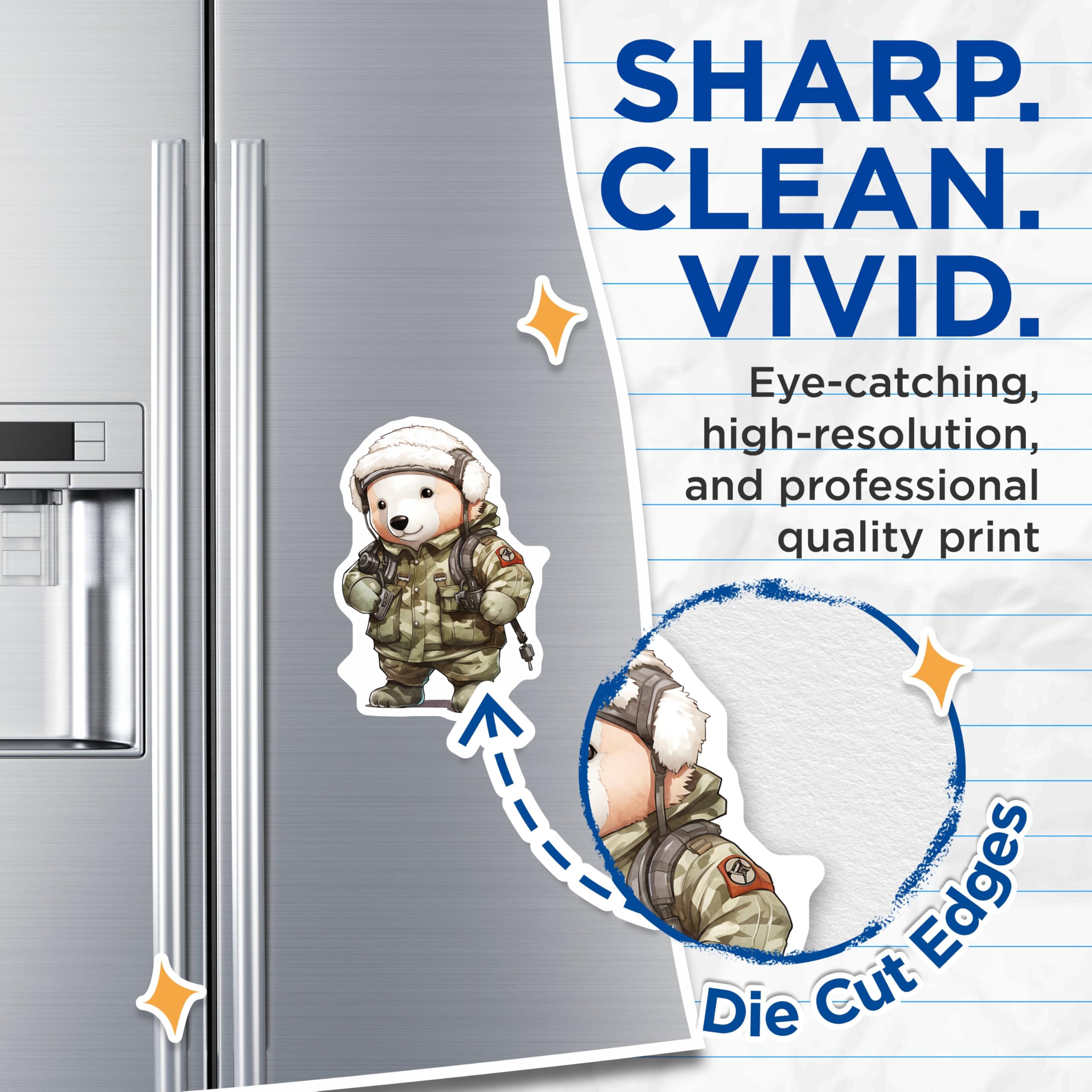 (2 Pack) Military Bear Magnets - Camo Bear Art - Unique Fridge Decor - 5" On Longest Side - Premium Magnet - for Cars, Refrigerators, Toolboxes, Lockers - Made in USA - MAG16867