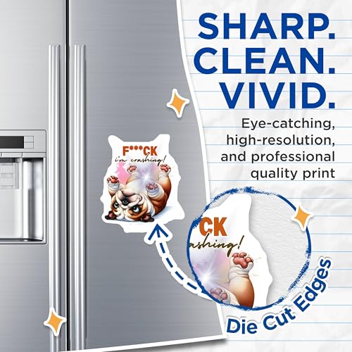 (2 Pack) Bulldog Falling Magnets - Funny Animal - Humorous Art for Refrigerator - 5" On Longest Side - for Cars, Fridges, Toolboxes - Made in USA - MAG6650