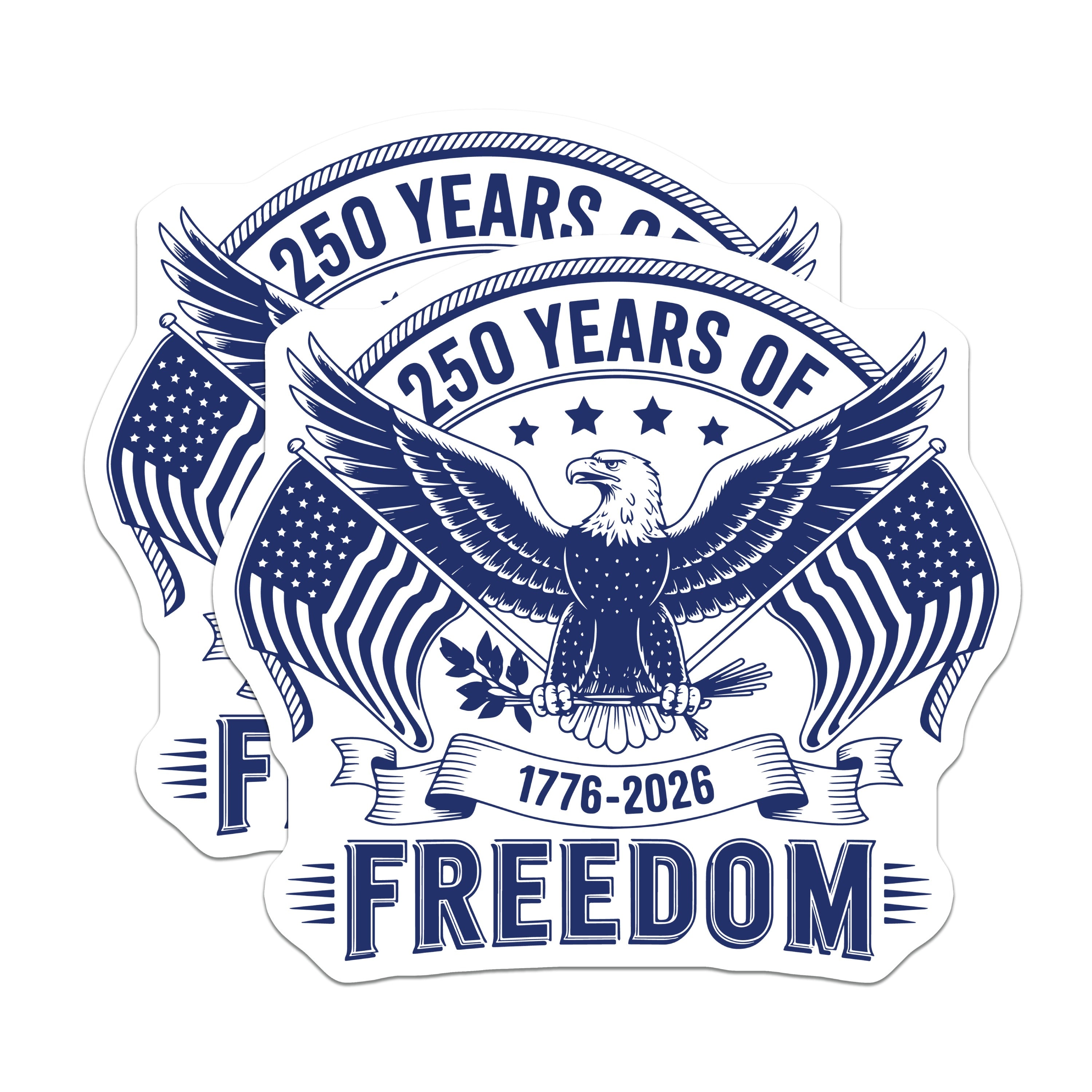 (2 Pack) 250 Years of Freedom Magnets - American Eagle - Patriotic Decor - 1776 2026 Anniversary - USA Pride - 5 Inches On Longest Side - Thick Durable Magnet - Made in USA - MAG37560