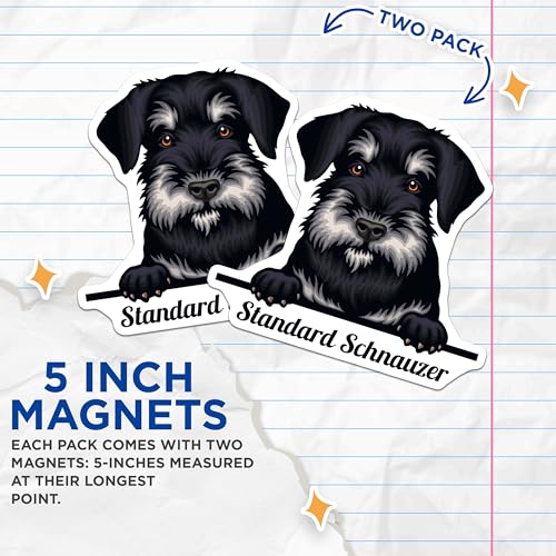 (2 Pack) Standard Schnauzer Magnets - Cute Dog Breed - Animal Lover - Pet Enthusiast Magnet - 5" On Longest Side - for Cars, Fridges, Toolboxes - Made in USA - MAG4225