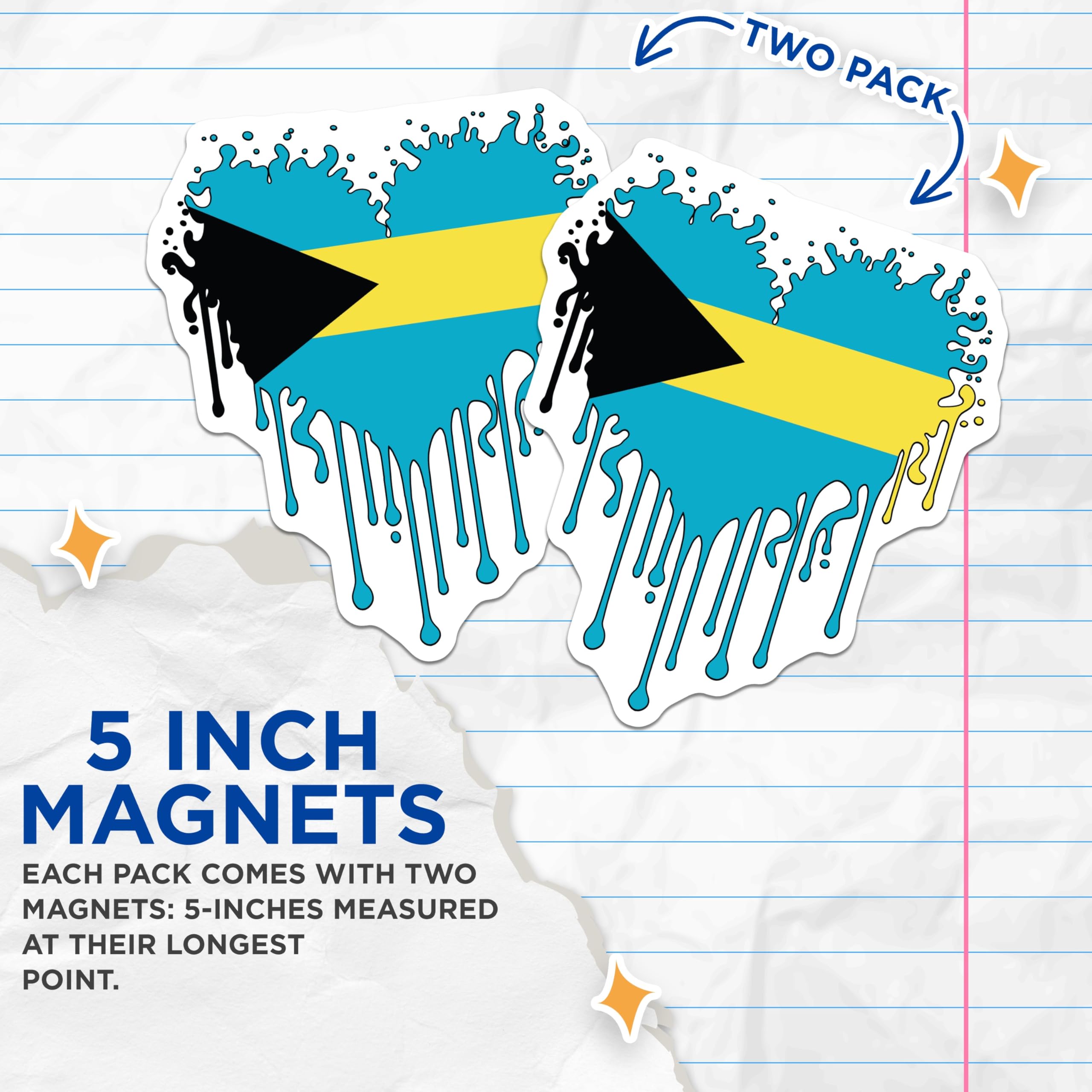 (2 Pack) Bahamas Flag Magnets - Heart Shape Design - Dripping Paint Art - Caribbean Souvenir - Travel Keepsake - 5 Inches On Longest Side - Thick Durable Magnet - Made in USA - MAG19312