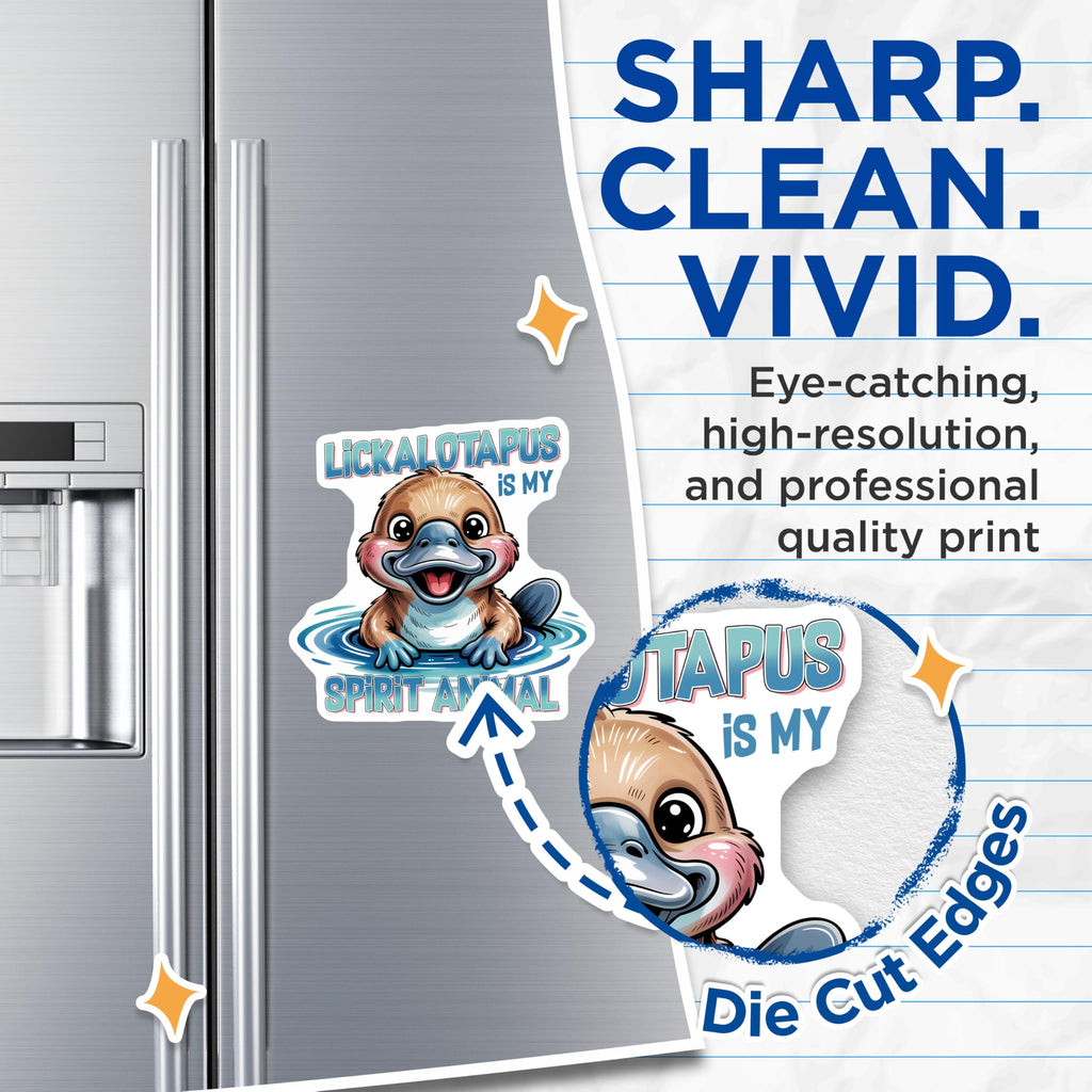 (2 Pack) Lickalotapus Magnets - Platypus Spirit Animal - Funny Meme - 5" On Longest Side - Premium Magnet - for Cars, Refrigerators, Toolboxes, Lockers - Made in USA - MAG15288