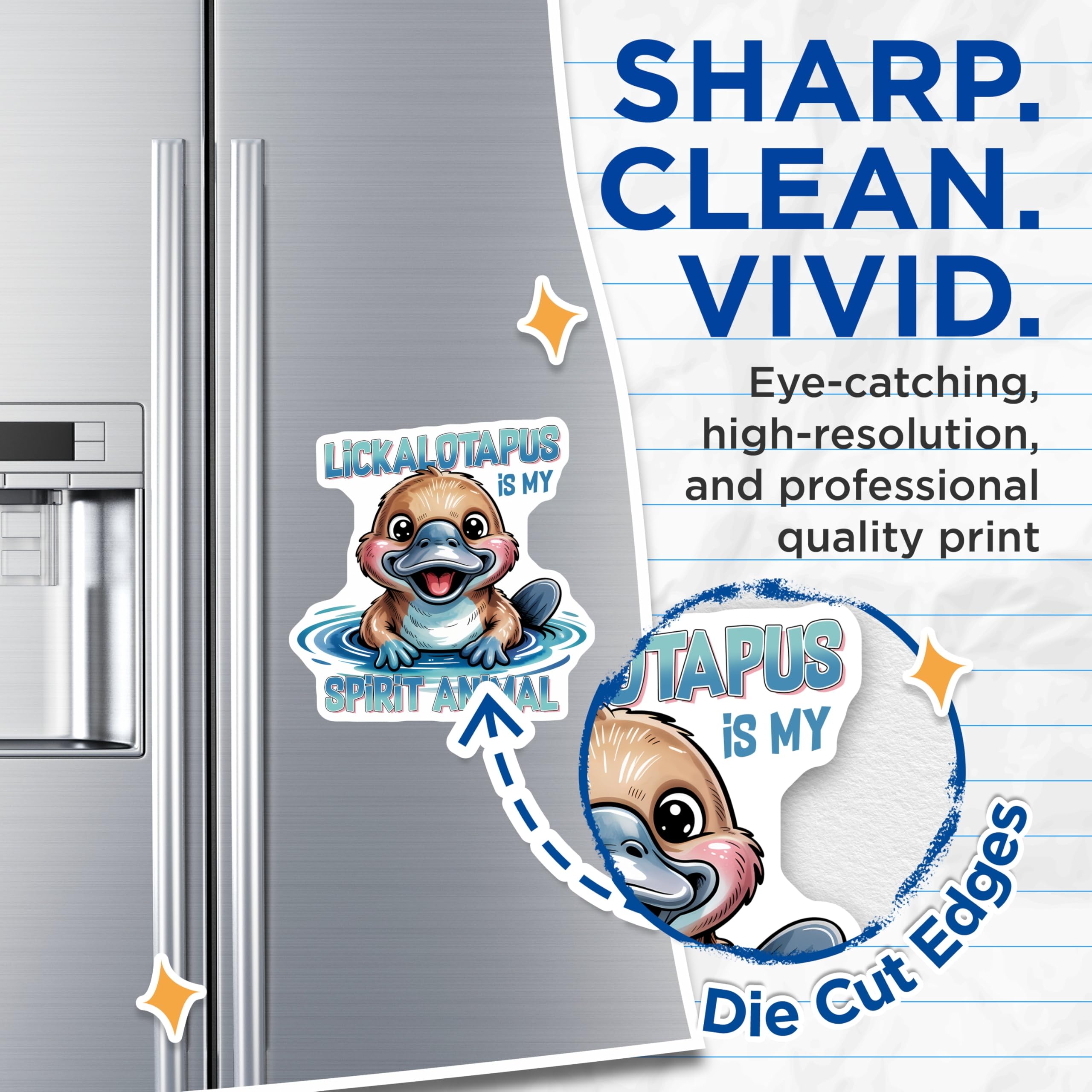 (2 Pack) Lickalotapus Magnets - Platypus Spirit Animal - Funny Meme - 5" On Longest Side - Premium Magnet - for Cars, Refrigerators, Toolboxes, Lockers - Made in USA - MAG15288