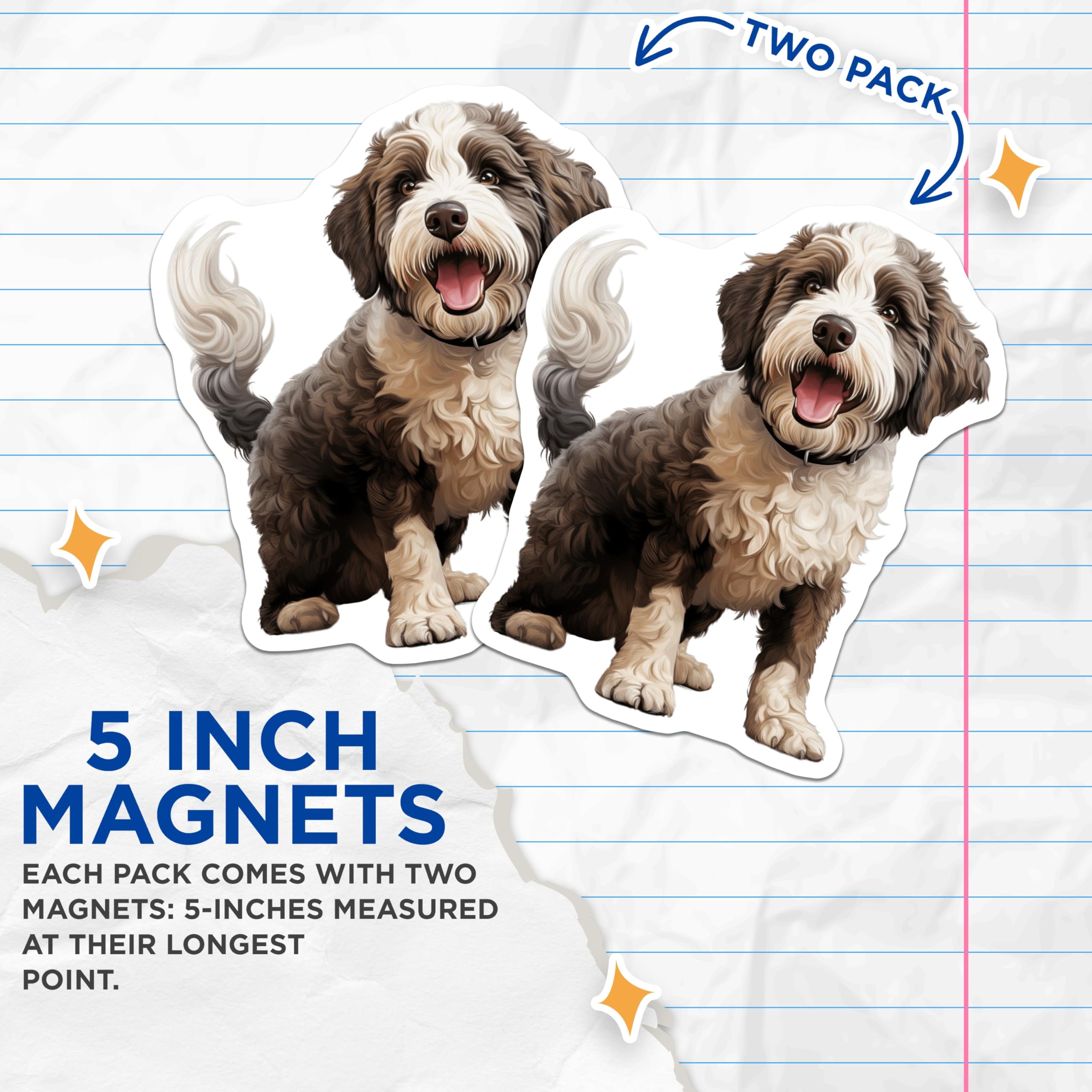 (2 Pack) Happy Doodle Dog Magnets - Pet Lover Refrigerator Decor - Cute Puppy Animal Accessory - 5 Inches On Longest Side - Thick Durable Magnet - Made in USA - MAG27710
