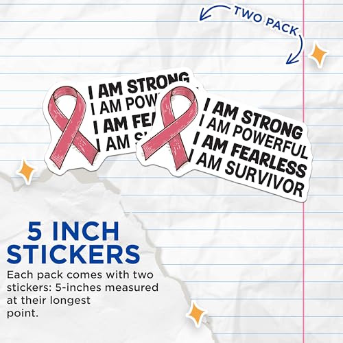 (2 Pack) Motivational Survivor Stickers - Inspirational Quotes - Strong Powerful Fearless - 5" On Longest Side - Sticks to Smooth Flat Surfaces - Made in USA - BMCS5992
