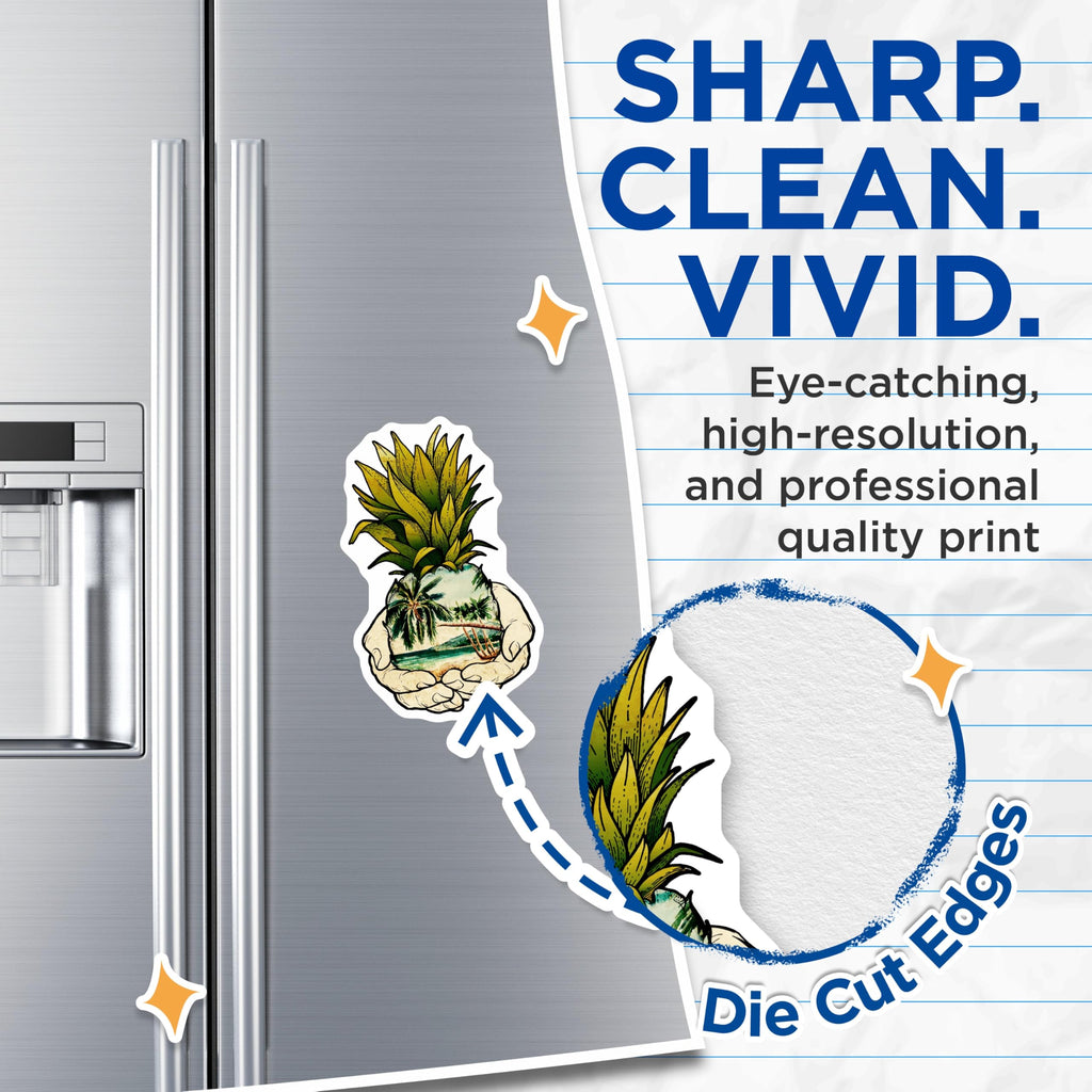 (2 Pack) Pineapple Beach Magnets - Tropical Fruit - Hand Design - 5" On Longest Side - Premium Magnet - for Cars, Refrigerators, Toolboxes, Lockers - Made in USA - MAG16505
