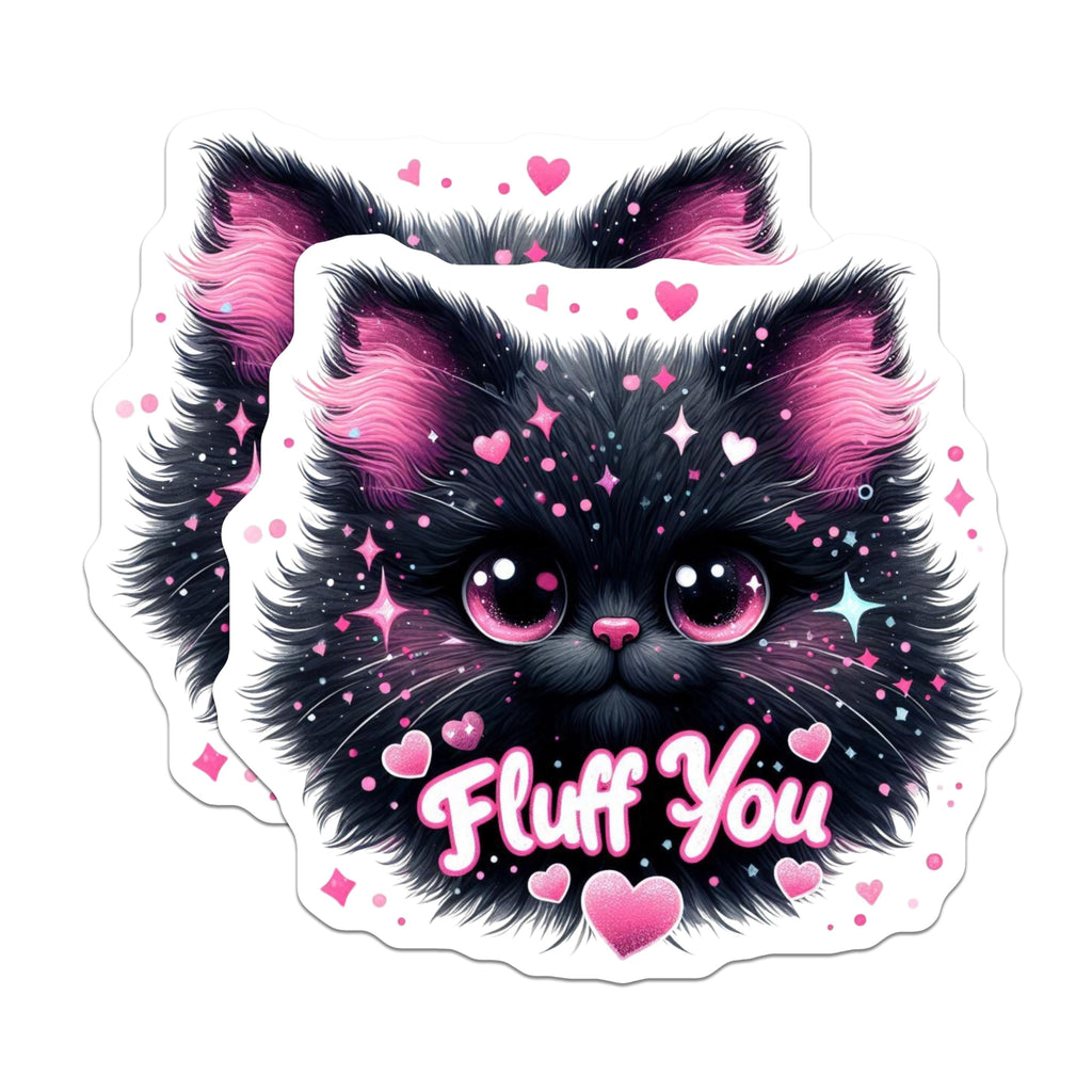 (2 Pack) Fluff You Cat Magnets - Cute Kitten Design - Funny Phrase - Home and Office - 5" On Longest Side - for Cars, Fridges, Toolboxes - Made in USA - MAG4582