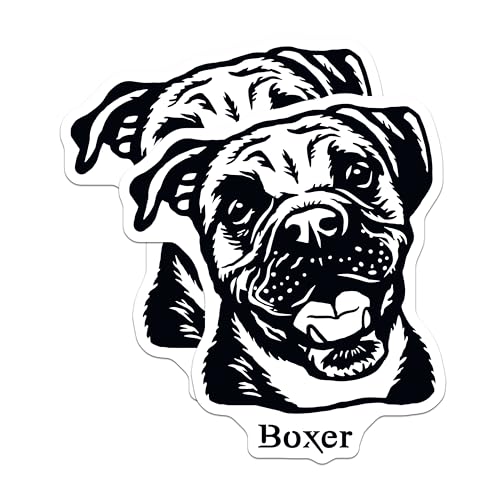 (2 Pack) Boxer Dog Stickers - Cute Dog Breed Decal - Dog Lover Stickers - 5" On Longest Side - Sticks to Smooth Flat Surfaces - Made in USA - BMCS4011
