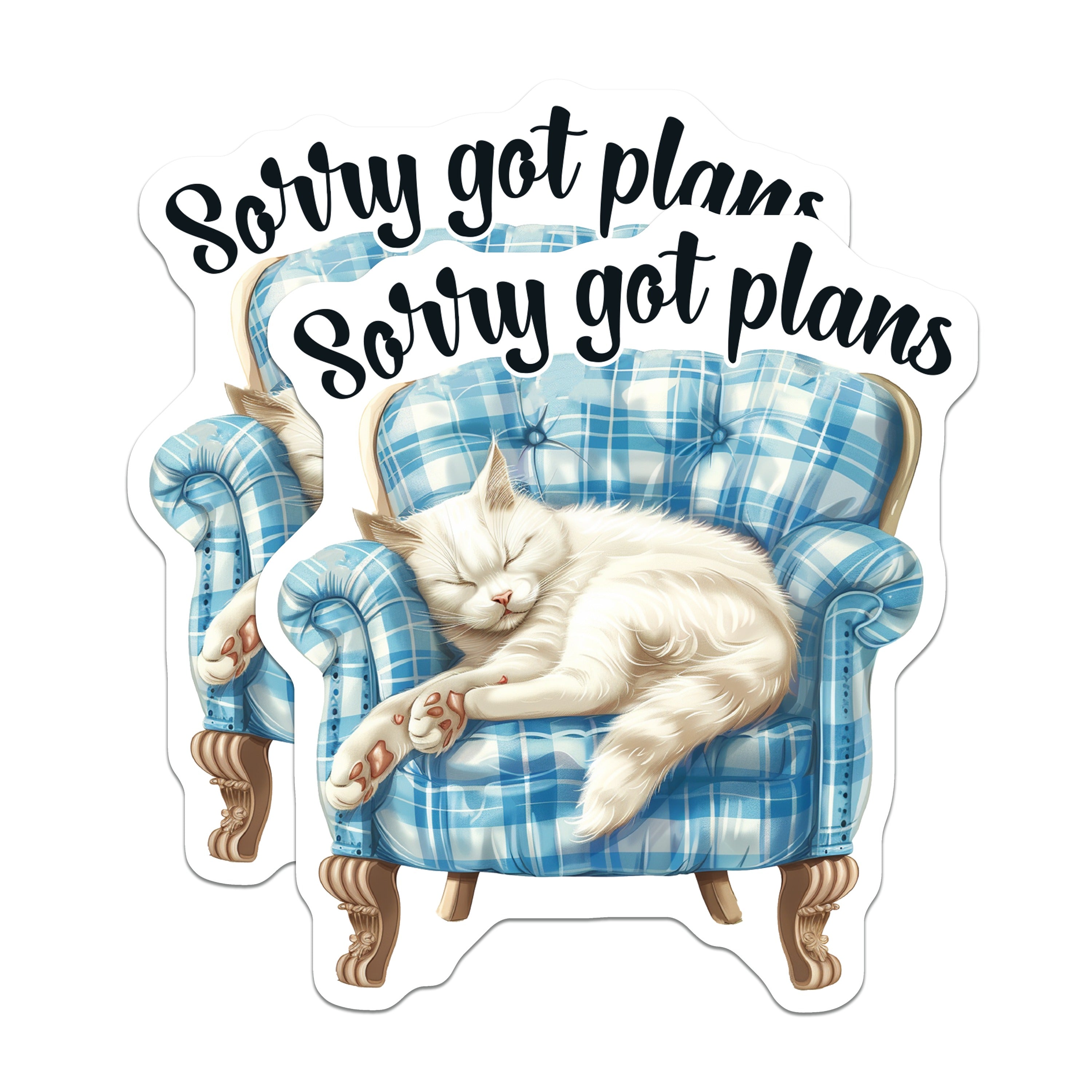 (2 Pack) Sorry Got Plans Cat Magnets - Sleeping Cat Homebody Decor - Introvert Humor Fridge Accessory - 5 Inches On Longest Side - Thick Durable Magnet - Made in USA - MAG38738