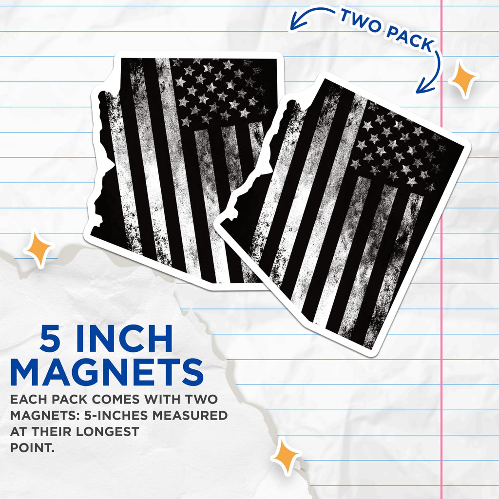 (2 Pack) Arizona Flag Magnets - State Pride - Distressed American Flag - USA Map - 5" On Longest Side - Premium Magnet - for Cars, Refrigerators, Toolboxes, Lockers - Made in USA - MAG17460