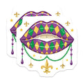 (2 Pack) Mardi Gras Lips Stickers - Colorful Lipstick - Festive Mardi Gras Decoration - 5" On Longest Side - Sticks to Smooth Flat Surfaces - Made in USA - BMCS5771