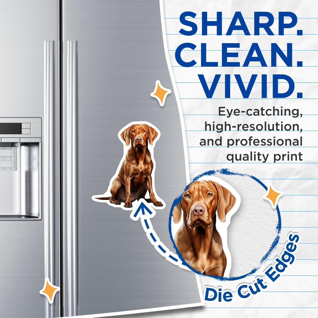 (2 Pack) Vizsla Dog Magnets - Loyal Hunting Dog Breed - Dog Mom Dad Fridge Decor - 5 Inches On Longest Side - Thick Durable Magnet - Made in USA - MAG29974