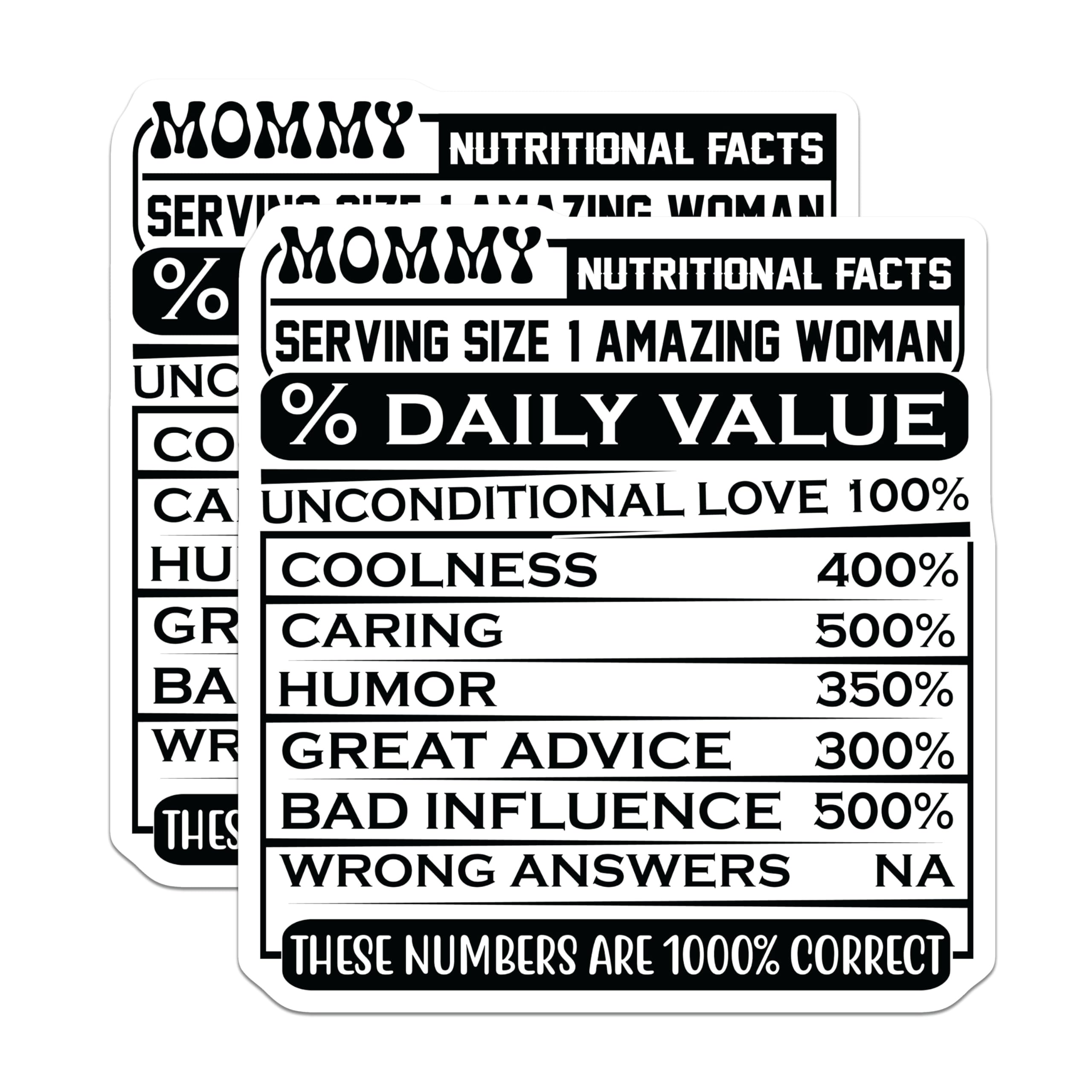 (2 Pack) Mommy Nutritional Facts Magnets - Mom Appreciation Magnets - Funny Mother Magnets - 5" On Longest Side - Premium Magnet - for Cars, Refrigerators, Toolboxes, Lockers - Made in USA - MAG15815