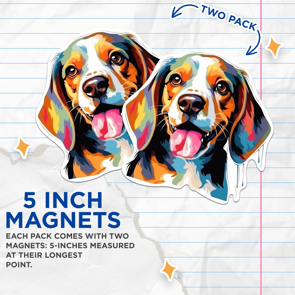 (2 Pack) Beagle Dog Breed Magnets - 5 Inches On Longest Side - Choose from Over 100 Dog Breeds - for Cars, Refrigerators, Toolboxes - Made in USA - MAG1770