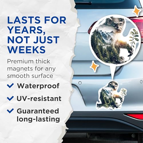 (2 Packs) Chimp with Mountains and Nature Magnets - Nature Outdoors Animal Magnets - 5 Inches On Longest Side - Premium Magnet - for Fridges, Toolboxes, Cars - Made in USA - MAG2277