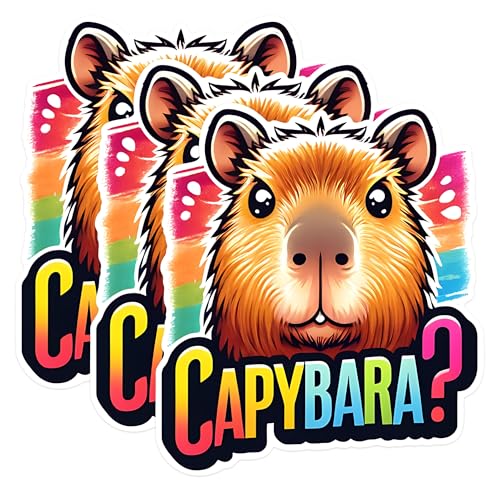 (3 Pack) Capybara Decals - Rodent Stickers - Laptop Decoration - 3 Inches On Longest Side - Easy Peel & Apply - Made in USA - 3MCS1501