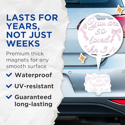 (2 Pack) You are So Loved Magnets - Inspirational Quote - John 3:16 Magnets - 5" On Longest Side - for Cars, Fridges, Toolboxes - Made in USA - MAG7246
