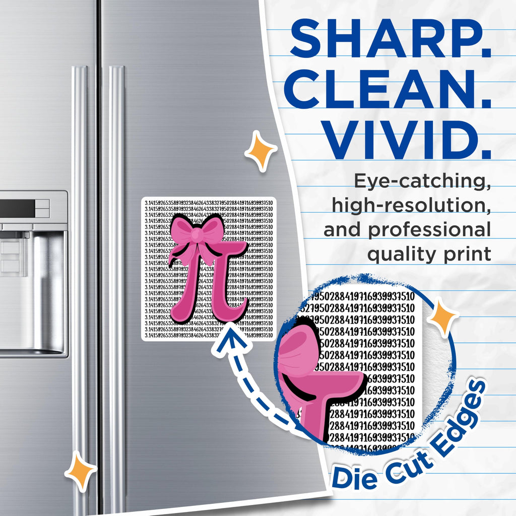 (2 Pack) Pi Day Magnets - Math Lover - Pink Bow - Nerd Decor - 5" On Longest Side - Premium Magnet - for Cars, Refrigerators, Toolboxes, Lockers - Made in USA - MAG16959