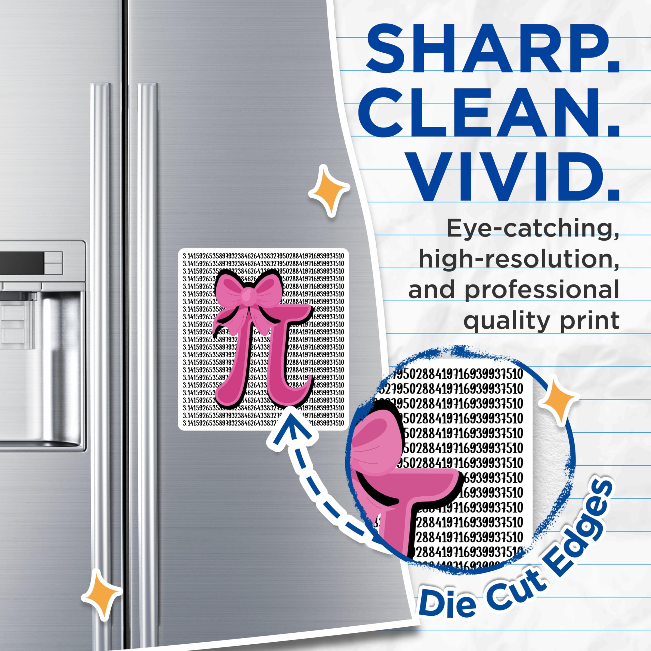 (2 Pack) Pi Day Magnets - Math Lover - Pink Bow - Nerd Decor - 5" On Longest Side - Premium Magnet - for Cars, Refrigerators, Toolboxes, Lockers - Made in USA - MAG16959
