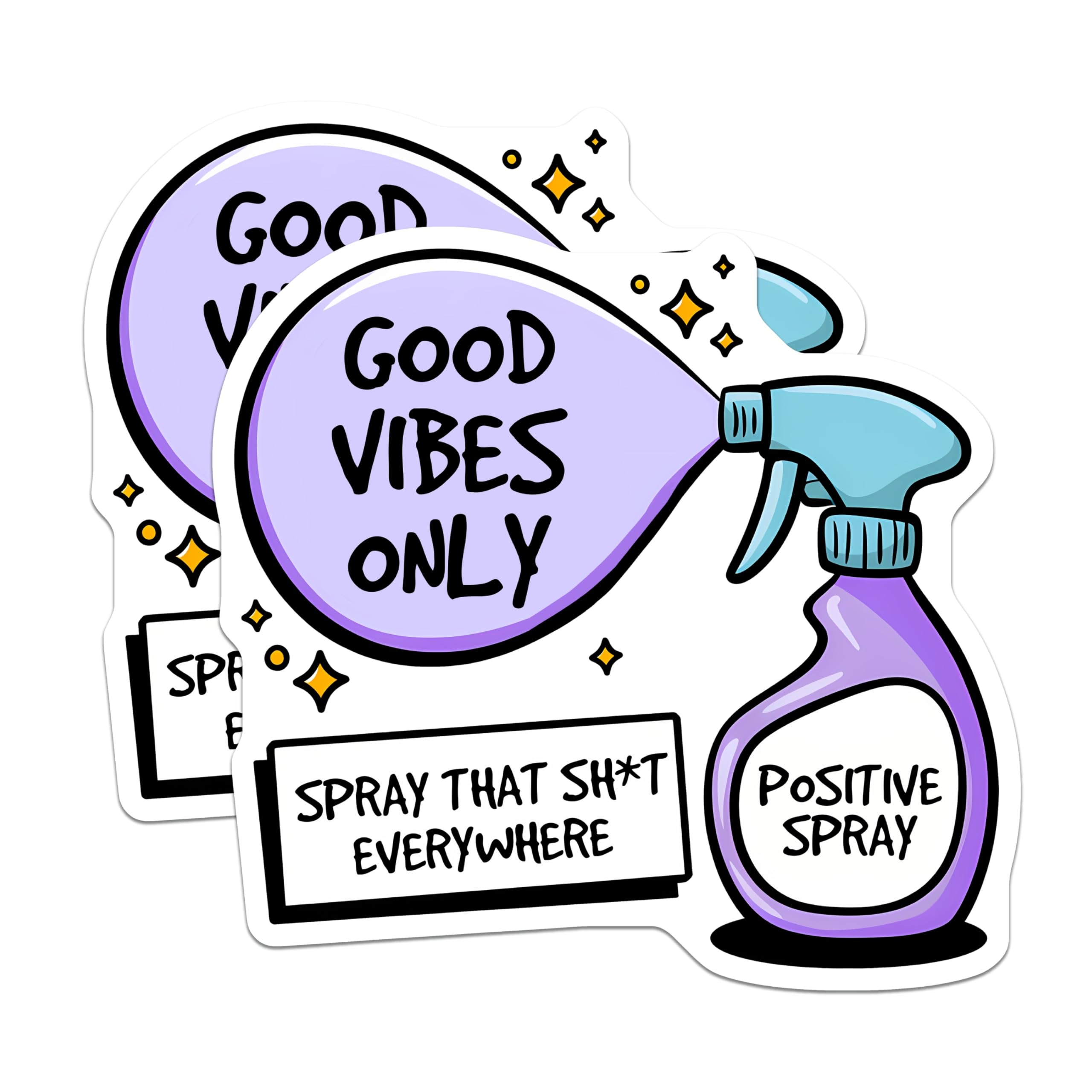 (2 Pack) Positive Spray Magnets - Good Vibes Only - Positive Affirmation Decor - 5" On Longest Side - Premium Magnet - for Cars, Refrigerators, Toolboxes, Lockers - Made in USA - MAG14212