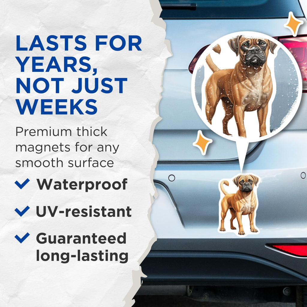 (2 Pack) Puggle Dog Magnets - Cute Wrinkly Puppy Art Decor - Pet Lover Refrigerator Magnets for Dog Mom Dad - 5 Inches On Longest Side - Thick Durable Magnet - Made in USA - MAG26230
