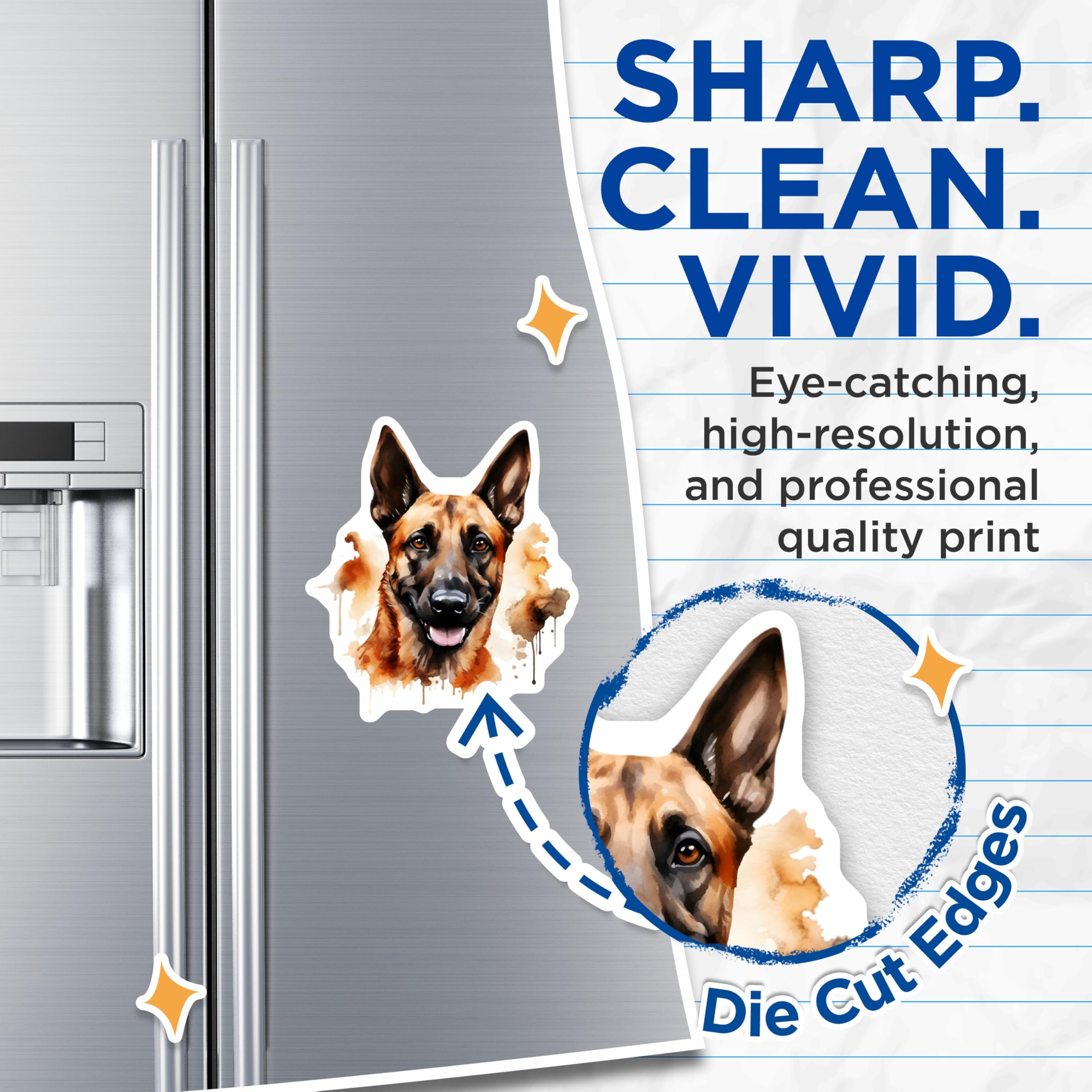 (2 Pack) German Shepherd Magnets - Watercolor Dog Art - Pet Lover Decor Accents - 5 Inches On Longest Side - Thick Durable Magnet - Made in USA - MAG27280