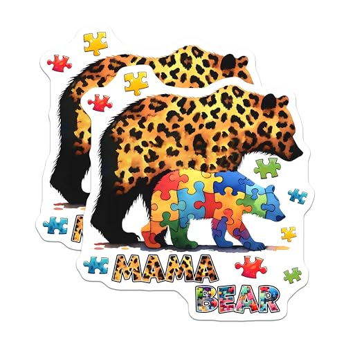(2 Pack) Mama Bear Magnets - Puzzle Bear Design - 5" On Longest Side - for Cars, Fridges, Toolboxes - Made in USA - MAG8128
