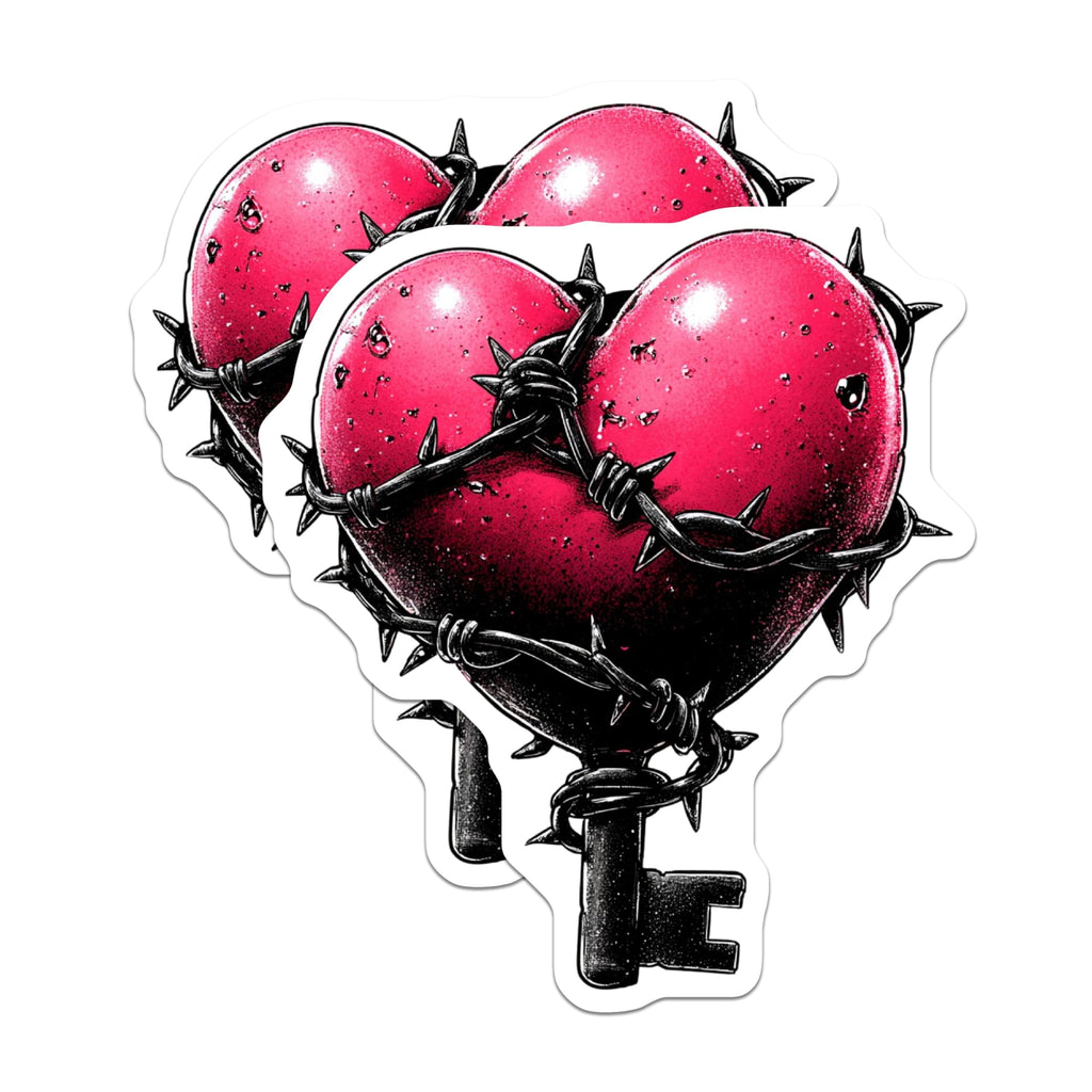 (2 Pack) Barbed Wire Heart Magnets - Edgy Love Refrigerator Decor - Dark Aesthetic Key Art - 5 Inches On Longest Side - Thick Durable Magnet - Made in USA - MAG23208