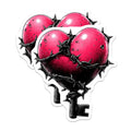 (2 Pack) Barbed Wire Heart Magnets - Edgy Love Refrigerator Decor - Dark Aesthetic Key Art - 5 Inches On Longest Side - Thick Durable Magnet - Made in USA - MAG23208
